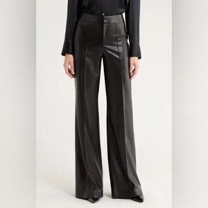 Alice+Olivia Black Wide-Leg faux Leather Pants